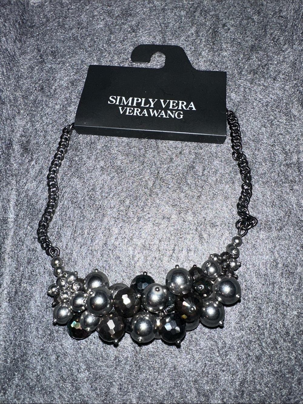 Simply Vera Vera Wang Gunmetal Cluster Bib Necklace